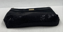 Load image into Gallery viewer, Giorgio Armani Womens Black Sequin Patent Pockets Cosmetic Clutch Bag Stained