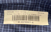 Load image into Gallery viewer, Michael Kors Mens Blue Plaid Long Sleeve Spread Collar Dress Shirt Size 16 1/2