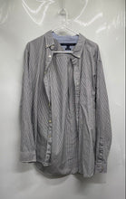 Load image into Gallery viewer, Tommy Hilfiger Mens Black White Striped Cotton Classic Fit Button-Up Shirt Sz L
