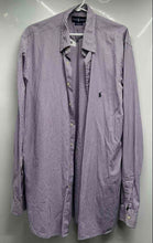 Load image into Gallery viewer, Ralph Lauren Mens White Purple Striped Cotton Classic Fit Button-Up Shirt Sz XLT