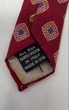 Load image into Gallery viewer, Christian Dior Mens Red Geometric Print Silk Track Bar Pointed Tie