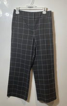 Load image into Gallery viewer, Loft Womens Gray Check Flat Front Slash Pocket Wide Leg Trouser Pants Size 4
