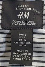 Load image into Gallery viewer, H&M Mens Blue White Striped Print Slim-Fit Collared Button-Up Shirt Size L
