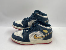 Load image into Gallery viewer, Authentic Nike Boys Air Jordan 1 Mid FN1353-400 White Blue Sneaker Shoes Size 7Y