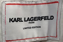 Load image into Gallery viewer, Karl Lagerfeld Womens White And Black Printed Button-Up Shirt Size Medium Auth