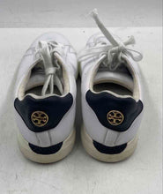 Load image into Gallery viewer, Authentic Tory Burch Womens White Black Leather Sneaker Shoes Size 8M Damaged