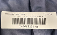 Load image into Gallery viewer, John Weitz Mens Blue Notch Lapel Long Sleeve Two-Button Blazer Jacket Size 43R