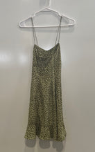 Load image into Gallery viewer, Zara Womens Green Leopard Print Sleeveless Scoop Neck Short Slip Dress Size S