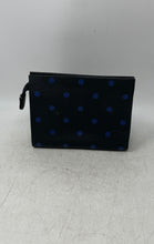 Load image into Gallery viewer, Guerlain Womens Black And Blue Polka Dot Print Leather Zip Top Makeup Bag