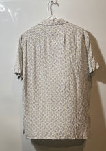 Load image into Gallery viewer, Express Mens White Black Geometric Print Short Sleeve Button-Up Shirt Size M