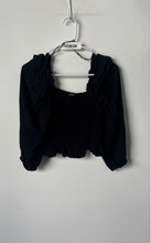 Load image into Gallery viewer, Zara Womens Black Long Sleeve Square Neck Regular Fit Cropped Blouse Top Size XS