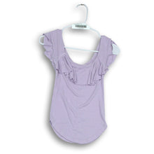 Load image into Gallery viewer, Free People Womens Purple Ruffled Cap Sleeve Scoop Neck Pullover Blouse Size XS