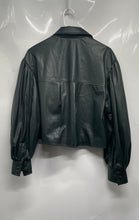 Load image into Gallery viewer, Zara Womens Green Leather Long Sleeve Collared Full-Zip Cropped Jacket Size XS