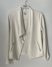 Load image into Gallery viewer, Calvin Klein Womens Off White Long Sleeve Zipper Pockets Open Front Jacket Sz M