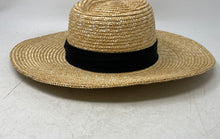 Load image into Gallery viewer, Brixton Womens Beige Straw Wide Brim Adjustable Honey Fedora Sun Hat Size Medium
