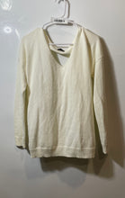 Load image into Gallery viewer, Express Womens White V-Neck Long Sleeve Back Lace Up Pullover Sweater Size M