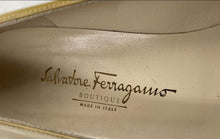 Load image into Gallery viewer, Authentic Salvatore Ferragamo Womens Beige Block Pump Heels Size 11B Damaged