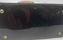 Load image into Gallery viewer, Adrienne Vittadini Womens Black Patent Leather Bottom Studs Dome Satchel Bag
