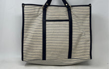 Load image into Gallery viewer, Kelly & Katie Womens Dark Blue Beige Striped Double Handle Tote Bag With Tags