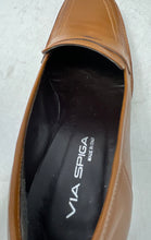 Load image into Gallery viewer, Via Spiga Womens Brown Leather Square Toe Block Heel Penny Loafers Size 10 M