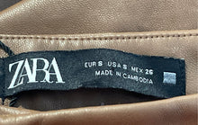 Load image into Gallery viewer, Zara Womens Brown Flat Front Slash Pockets Straight Leg Ankle Pants Size Small