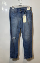 Load image into Gallery viewer, Calvin Klein Womens Blue Denim Distressed Straight Jeans Pants Sz 28x32 W/ Tags