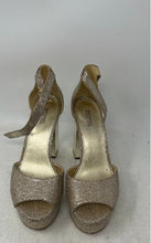 Load image into Gallery viewer, Michael Kors Womens Gold-Tone Glitter Buckle Block Platform Heels Size 7.5M