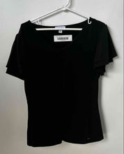 Load image into Gallery viewer, Calvin Klein Womens Black V-Neck Short Sleeve Pullover Blouse Top Size Large