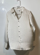 Load image into Gallery viewer, Maison D'Amelie Paris Womens White Striped Long Sleeve Button-Up Shirt Size M