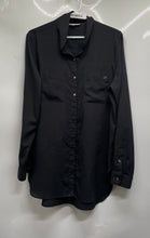 Load image into Gallery viewer, Calvin Klein Womens Black Long Sleeve Double Pocket Button-Up Shirt Size Large