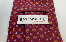 Load image into Gallery viewer, Emanuel Ungaro Mens Burgundy Floral Print Silk Keeper Loop Designer Tie