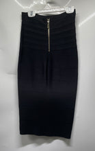 Load image into Gallery viewer, Bebe Womens Black Criss-Cross Waist Back Zip Straight & Pencil Skirt Size XS