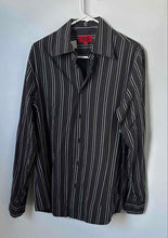Load image into Gallery viewer, Hugo Boss Mens Black Striped Pointed Collar Long Sleeve Button-Up Shirt Size M