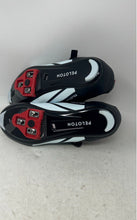 Load image into Gallery viewer, Peloton Mens White Red Black Leather Hook And Loop Cycling Shoes Size 43