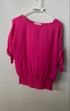 Load image into Gallery viewer, Michael Kors Womens Pink Roll Tab Sleeve Boat Neck Blouse Top Size Small