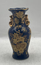 Load image into Gallery viewer, Blue Gold Floral Fine Porcelain Collectibles Home Decorative Japanese Vase