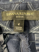 Load image into Gallery viewer, Banana Republic Womens Blue White Plaid Print Pockets Trousers Pants Size 4