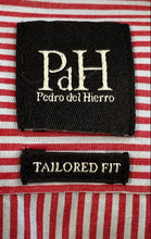 Load image into Gallery viewer, Pedro Del Hierro Mens Red Striped Long Sleeve Dress Shirt Size 38