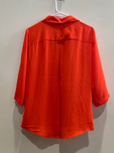 Load image into Gallery viewer, New York & Company Womens Orange V-Neck Collared 3/4 Sleeve Blouse Top M W/Tag