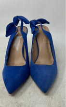 Load image into Gallery viewer, BCBGeneration Womens Blue Suede Bow Pointed Toe Slip-On Slingback Heels Size 10