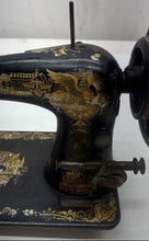 Load image into Gallery viewer, Antique Singer Black Gold Decal Hand Crank Tabletop Crafts Sewing Machine