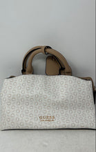 Load image into Gallery viewer, Guess Womens Berlina White Monogram Leather Zip Top Mini Satchel Handbag