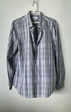 Load image into Gallery viewer, Calvin Klein Mens Gray Plaid Cotton Long Sleeve Non-Iron Button-Up Shirt Size L