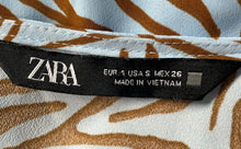Load image into Gallery viewer, Zara Womens Blue Animal Print V-Neck Sleeveless Front Slit Maxi Dress Size Small