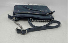 Load image into Gallery viewer, Nicole Miller Womens Blue Leather Adjustable Strap Zip Top Lined Crossbody Bag