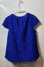 Load image into Gallery viewer, J. Crew Womens Blue Short Cap Sleeve Collarless Keyhole Neck Blouse Top Size 8