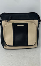 Load image into Gallery viewer, Nine West Womens Black Beige Leather Adjustable Strap Zip Top Crossbody Bag
