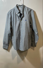 Load image into Gallery viewer, Brooks Brothers Mens White Blue Green Plaid Non-Iron Button-Up Shirt Size M