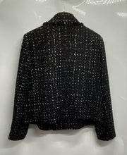 Load image into Gallery viewer, Tahari Womens Black Printed Long Sleeve Notch Lapel One-Button Blazer Size 12