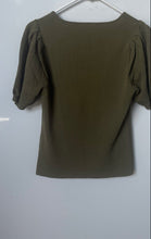 Load image into Gallery viewer, INC International Concepts Womens Green Short Sleeve Square Neck Blouse Top Sz S